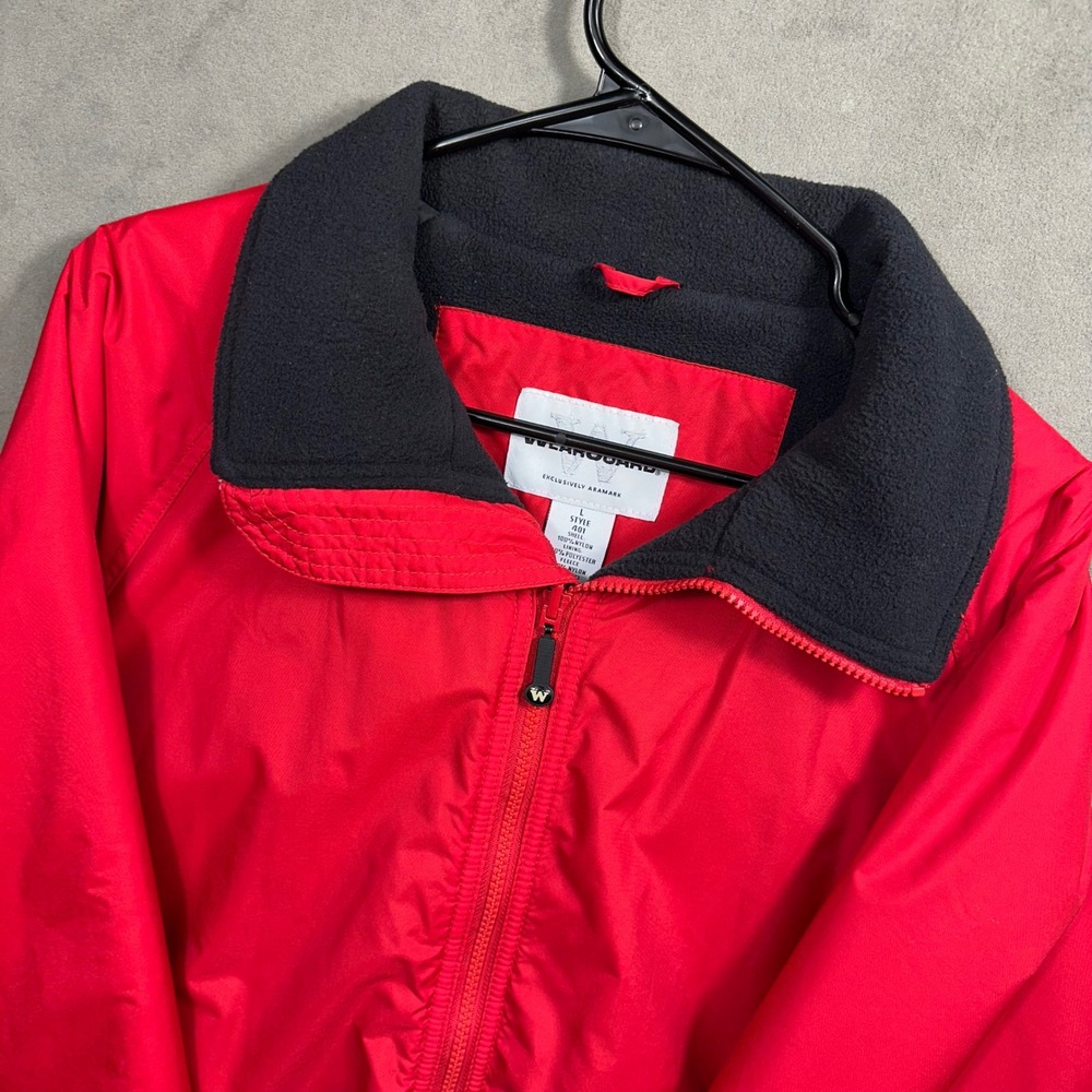 WearGuard Bomber Jacket Mens L Red Fleece Lined Nylon Style 401 Excellent‎